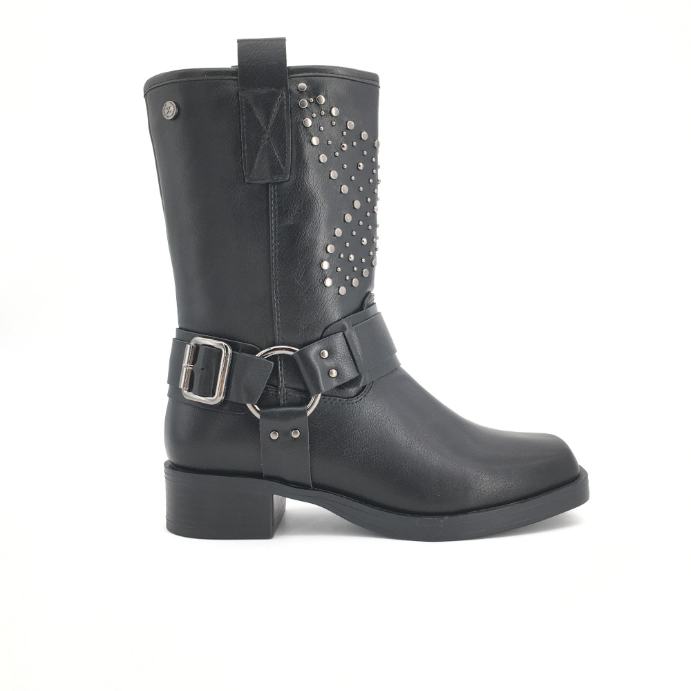 Bota Xti para mujer, mod.142999, Bota Xti campera remachada con aro en el tobillo