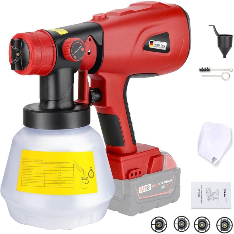 Pulverizador de pintura inalámbrico para batería Milwaukee de 20 V, herramienta eléctrica inalámbrica HVLP, pistola pulverizadora de pintura