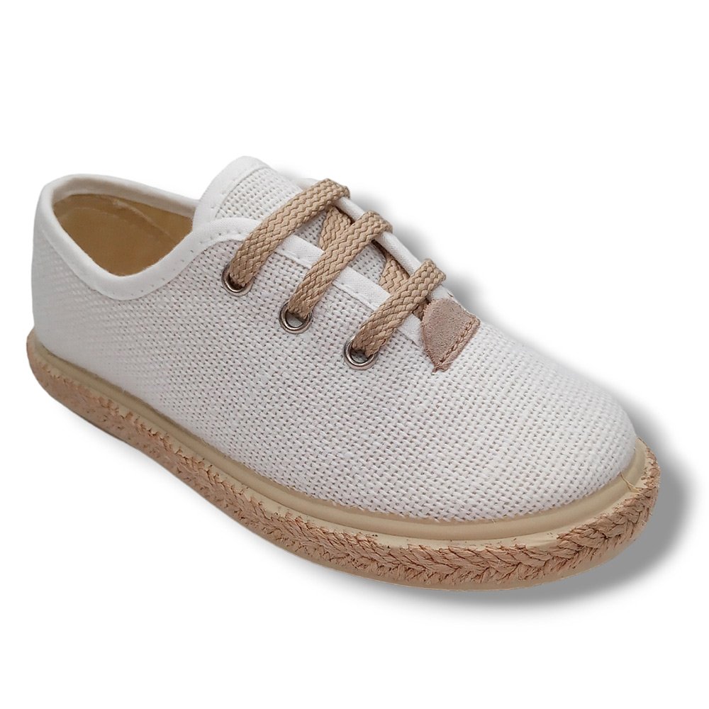 Vulpeques Zapatilla Lino Sneakers Niño 1000-LC Niño BLANCO Zapatillas calzado niños Vulpeques Summer ROYALE CORDONETS