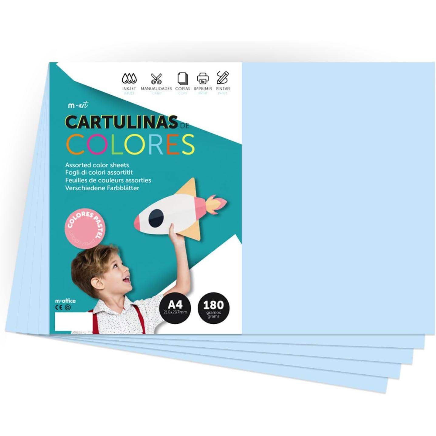 Cartulina de Colores, Cartulina Grande 50x65 cm de Colores Fluor, Cartulinas de Colores Fluor 180gr para Manualidades, Diseños Creativos y Proyectos de Arte · m-office (x25 hojas, amarillo fluor)