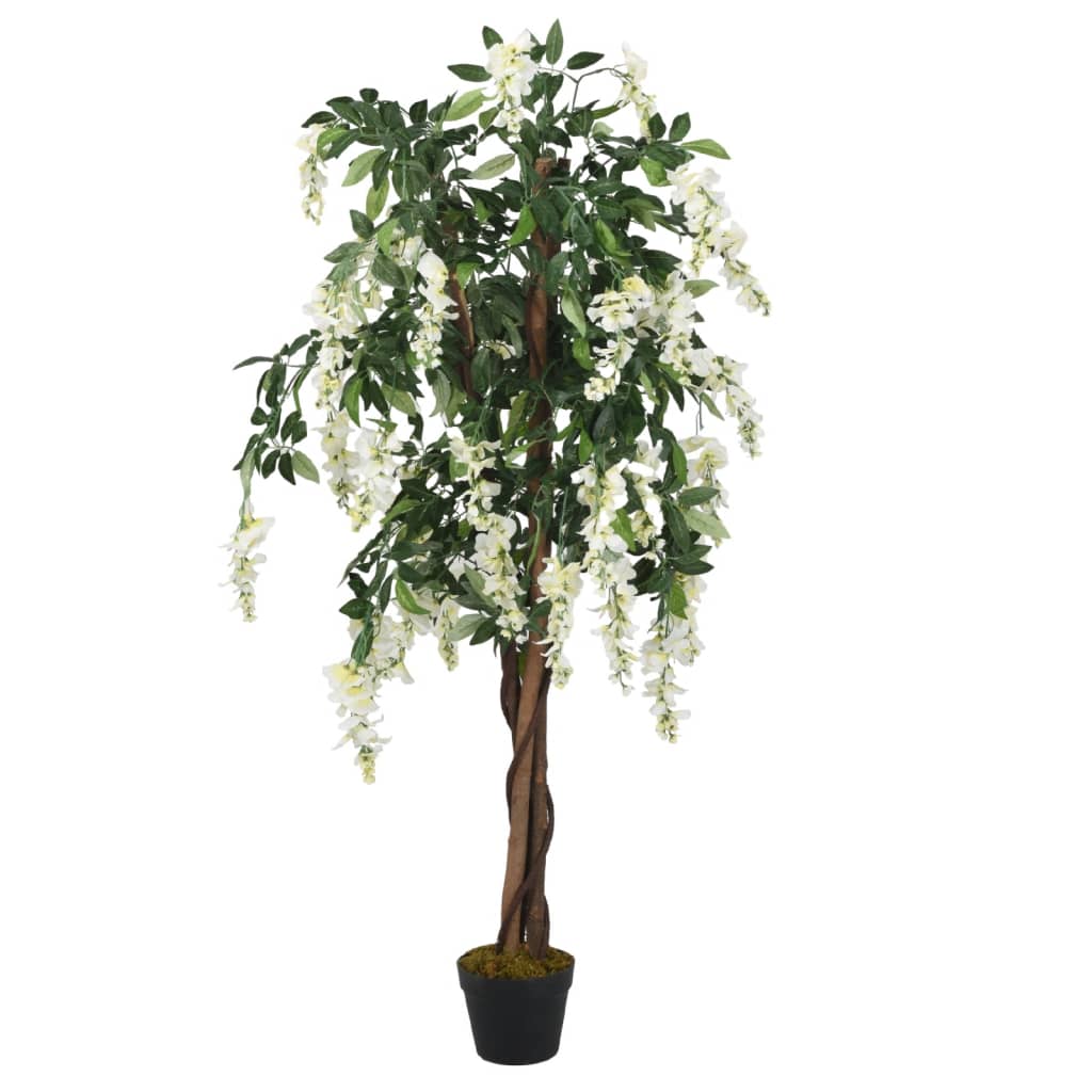 vidaXL Árbol de Wisteria Artificial con Hojas Planta Verde y Blanco Dimensiones 80 cm (560 hojas), 120 cm (840 hojas), 150 cm (840 hojas) y mas