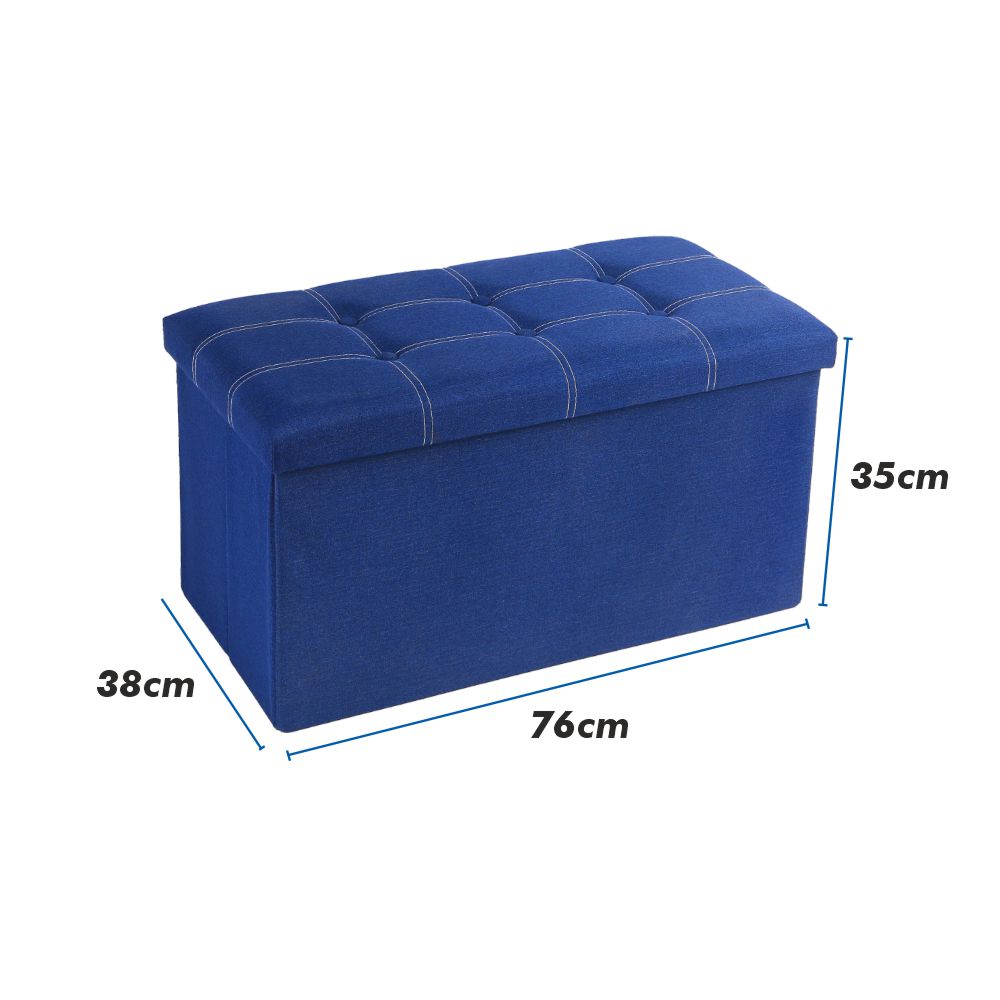 Puf para almacenamiento en tela plegable PlusCalidad - Varios Colores - Pouf Rectangular 76*38*35cm - Baúl, Taburete o Reposapiés