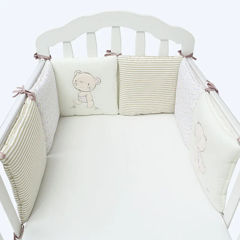 Protector De Cuna Para Bebé 6 Piezas Almohadillas De Bumper De Cuna Seguridad Infantil Anti-collisión Anti-caída Material De Algodón