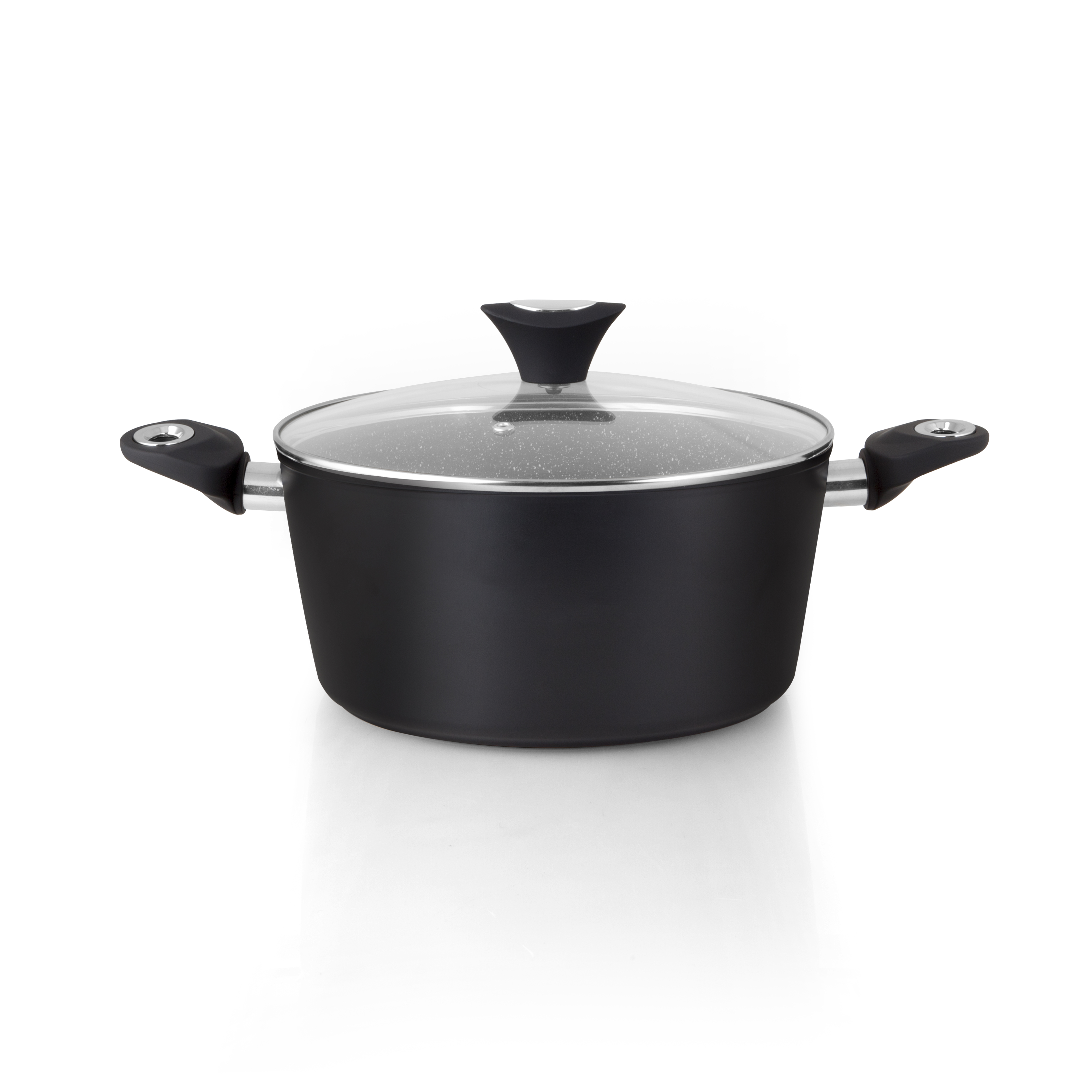 Orbegozo CFM 2024 Cacerola de Aluminio 24 cm / 4,05 L – Antiadherente 100% Libre de PFOA, Sistema Inducción Total, Tapa de Cristal Templado y Asas de Baquelita