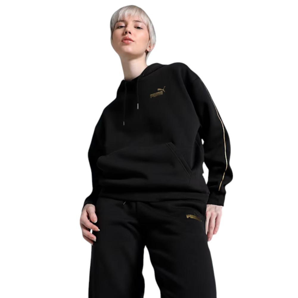 Sudadera Puma Essentials Tape Minimal Gol Negro 685293-01 Hoodie Mujer
