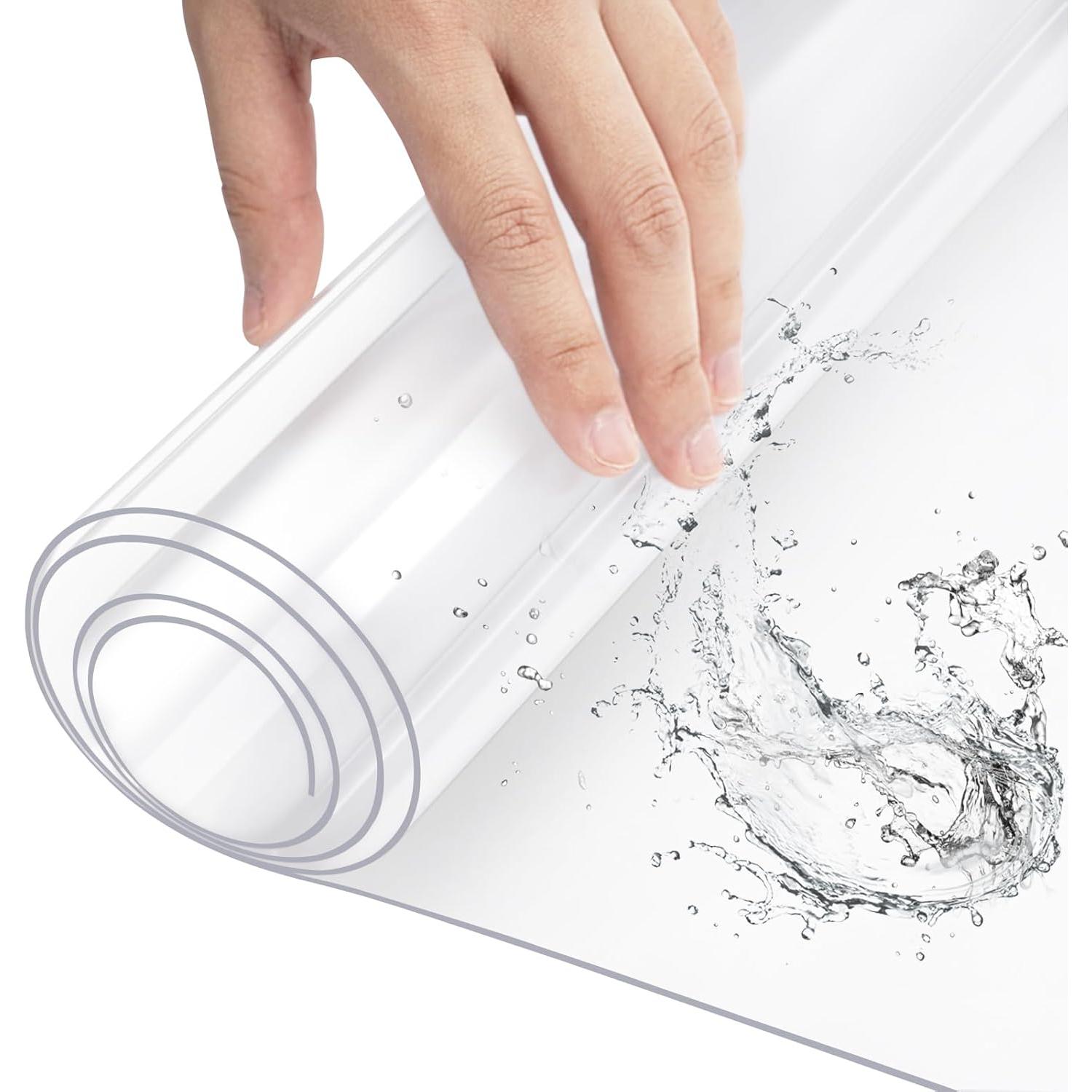 Mantel de PVC Impermeable Transparente Grosor de 0,11mm/0,18mm/0,25mm/0,50mm Lámina Fina de Mesa Anchura de 140cm, Cubre Mesa Anti Manchas, Protector para Mesa Rectangular y Muebles. Fácil de Limpiar