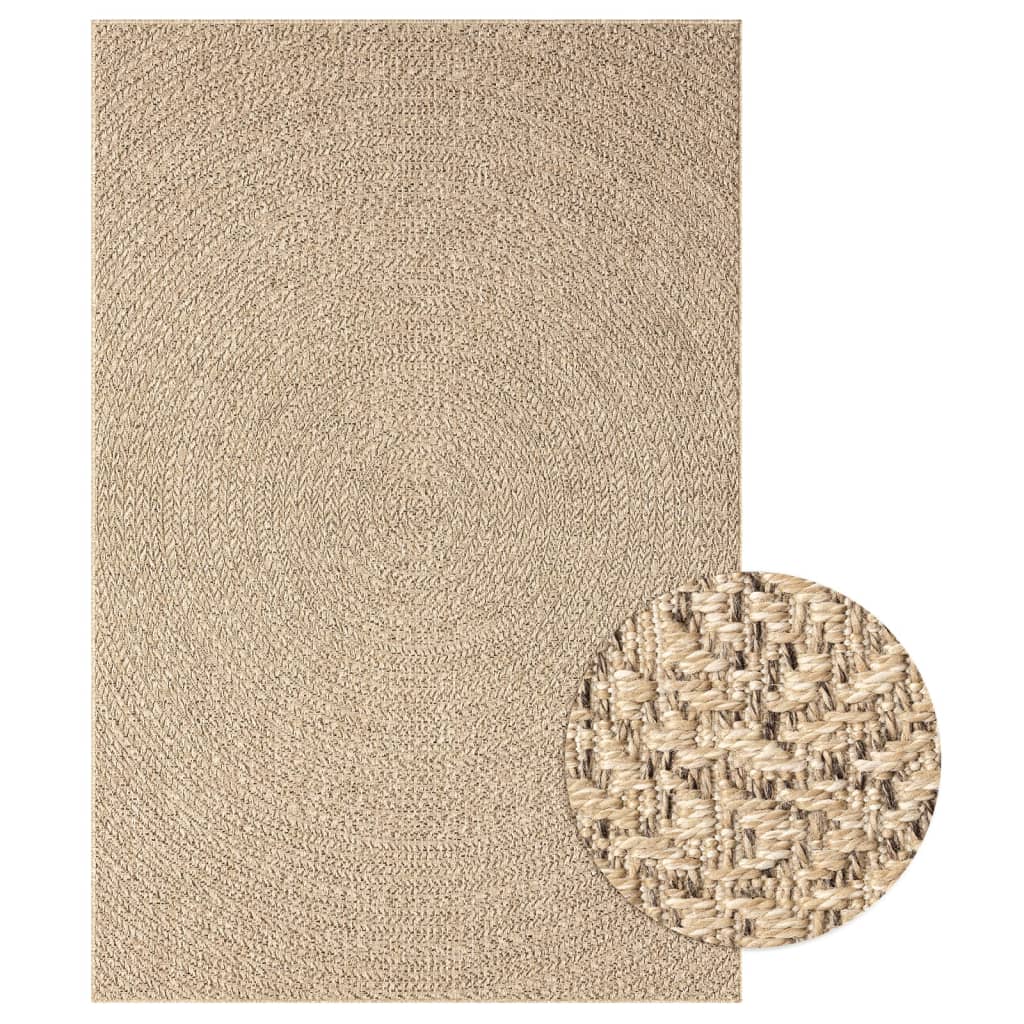 Vidaxl Alfombra ZIZUR Apariencia de Yute Interior y Exterior 140x200cm Estampado Rectangular