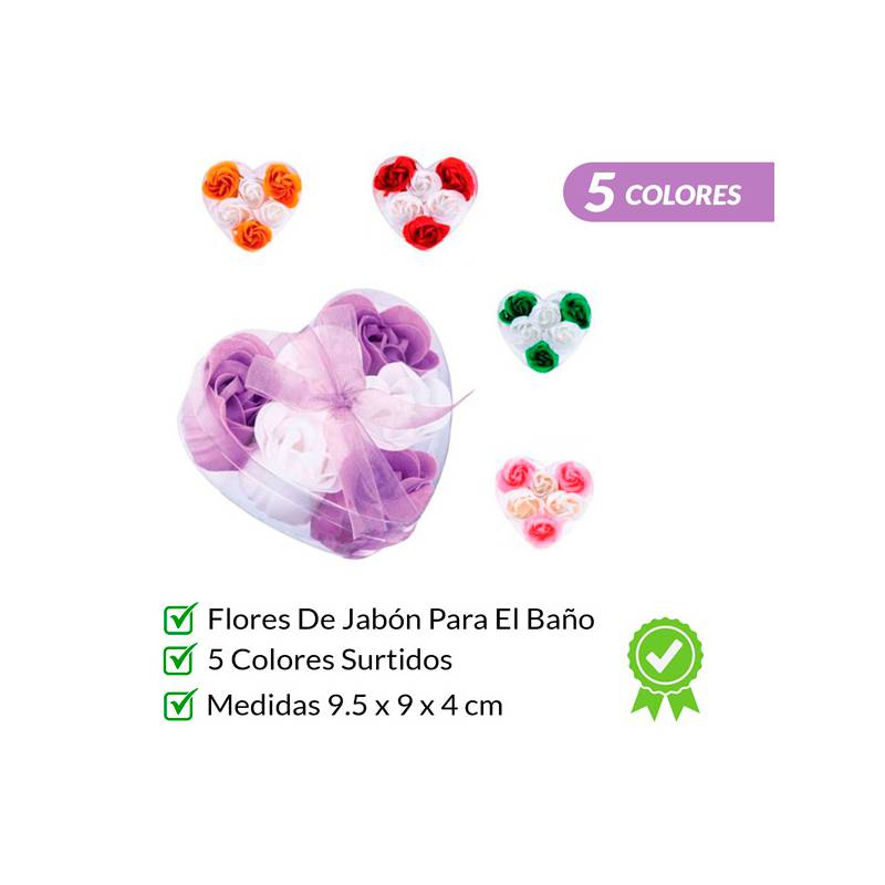 Disok Lote 20 Flores de Jabón en Estuche Corazón con Lazo - Regalos Bodas Prácticos invitados