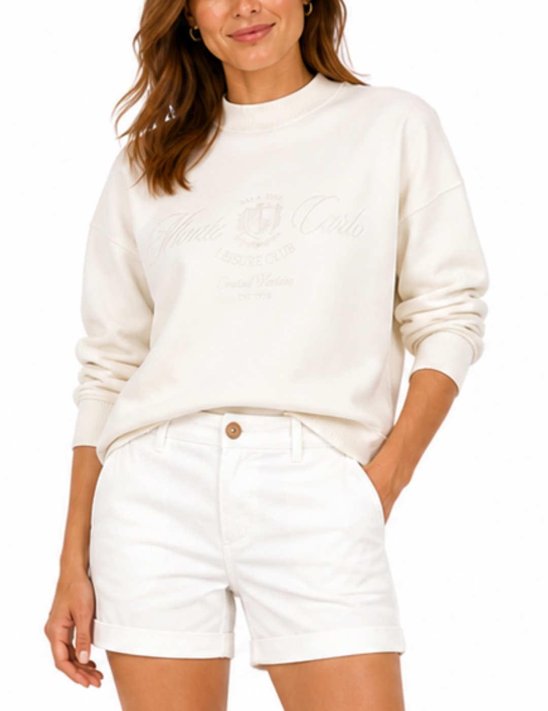 Sudadera JJXX Thora vainilla sin capucha para mujer