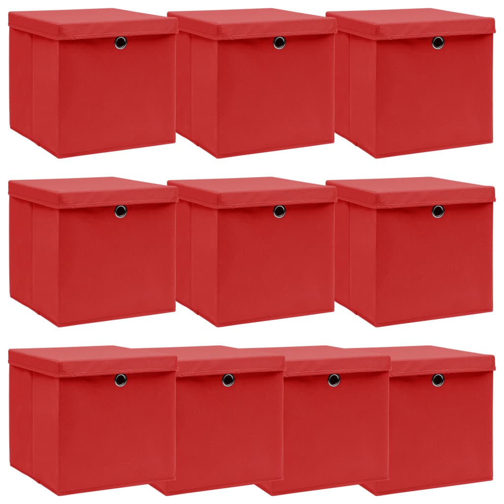vidaXL Cajas de almacenaje con tapas 10 uds tela 32x32x32 cm Multicolor