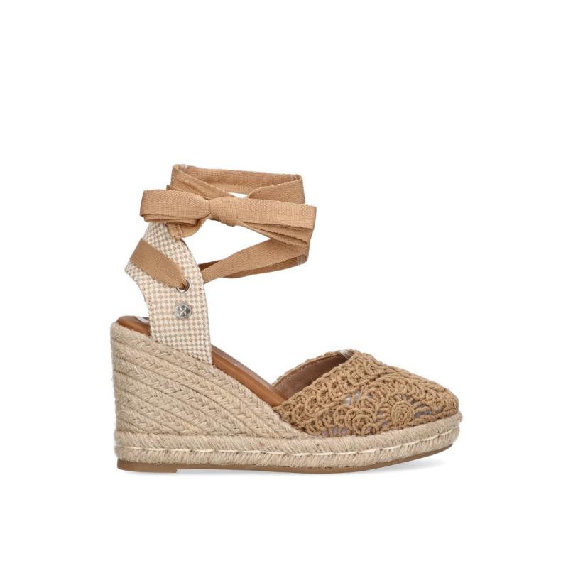 Esparteña Valenciana Alpargata Xti - Mujer - Cuña Alta - Modelo 142336 - Color Taupe