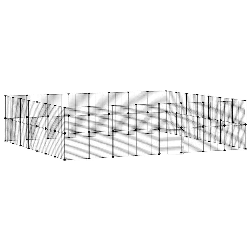 vidaXL Jaula para Mascotas de 60 Paneles Puerta Acero Negro Animal Pequeño 35x35cm Altura de la rejilla (Cada una) 4.3 cm, 1.5 cm