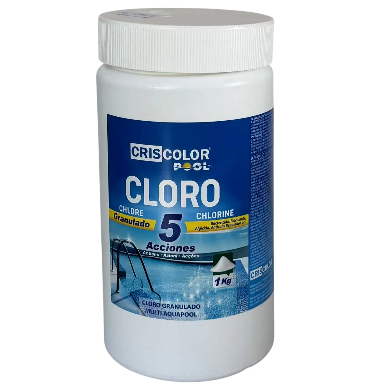 Cloro Multifunción 5 y 10 Acciones Criscolor – Pastillas para Piscinas con Acción Alguicida, Antical, Floculante y Regulador de pH