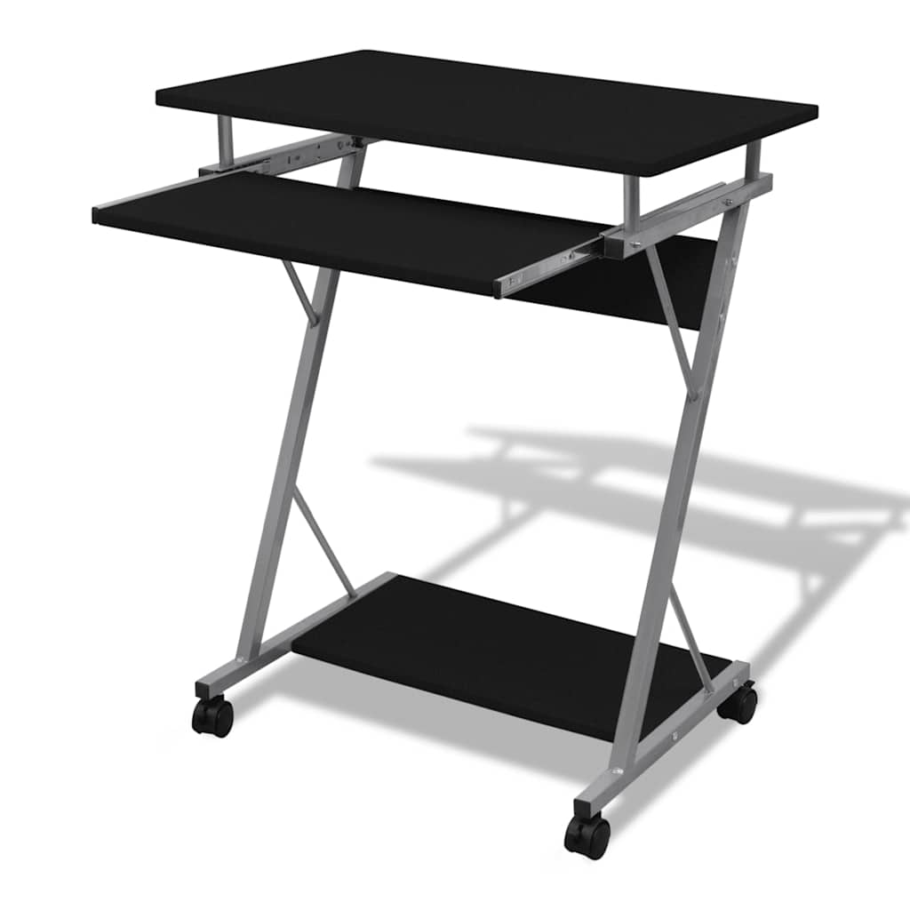 vidaXL Escritorio compacto de ordenador con bandeja de teclado en color Blanco/Negro/Marrón | estructura resistente ideal para salón dormitorio o estudio