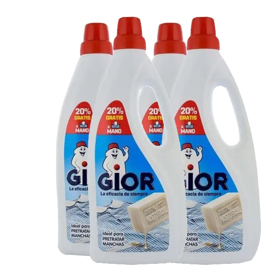 Detergente líquido Gior a mano 750 ml x4 Total 3 litros