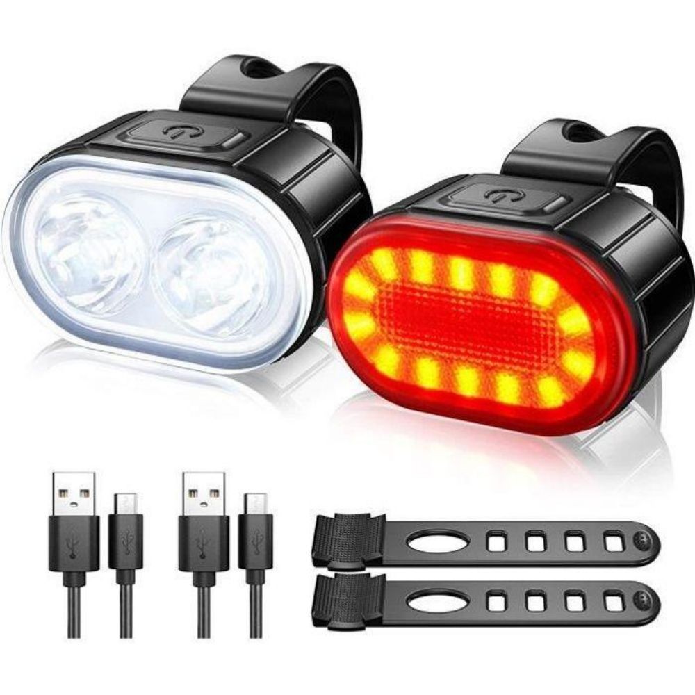 Om Home Kit de luces para bicicleta - Lámpara impermeable IPX5 - Recargable por USB - Delantera y trasera - 4 modos