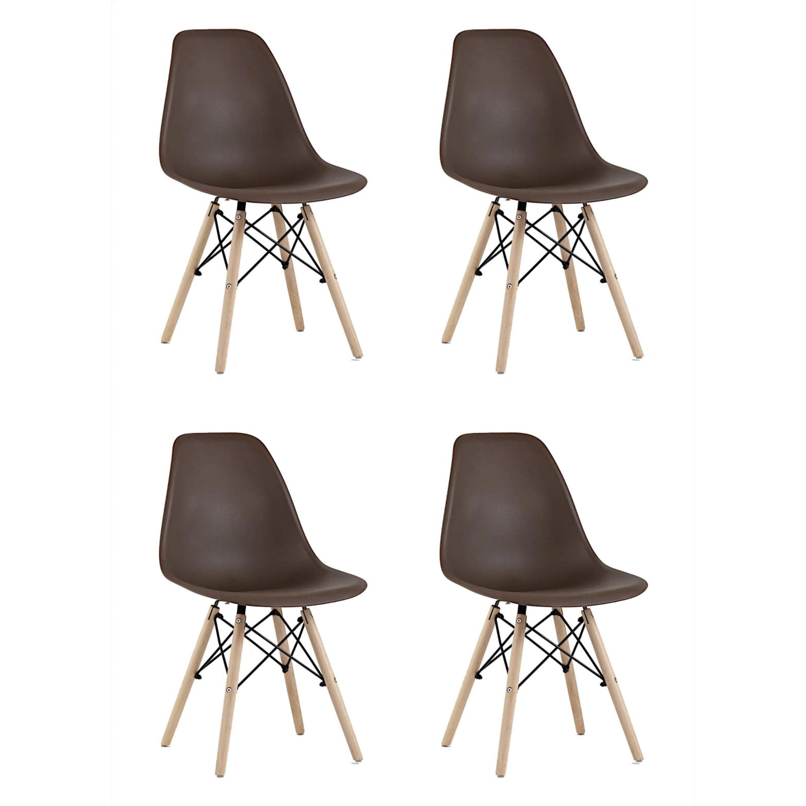 Minimal DECO Pack de 4 Sillas de Comedor Color Chocolate con Patas de Madera Natural Diseño contemporáneo para Cocina, Salón y Comedor Moderno Sillas Decorativas de Estilo Nórdico para Hogar Contemporáneo y Espacios Elegantes