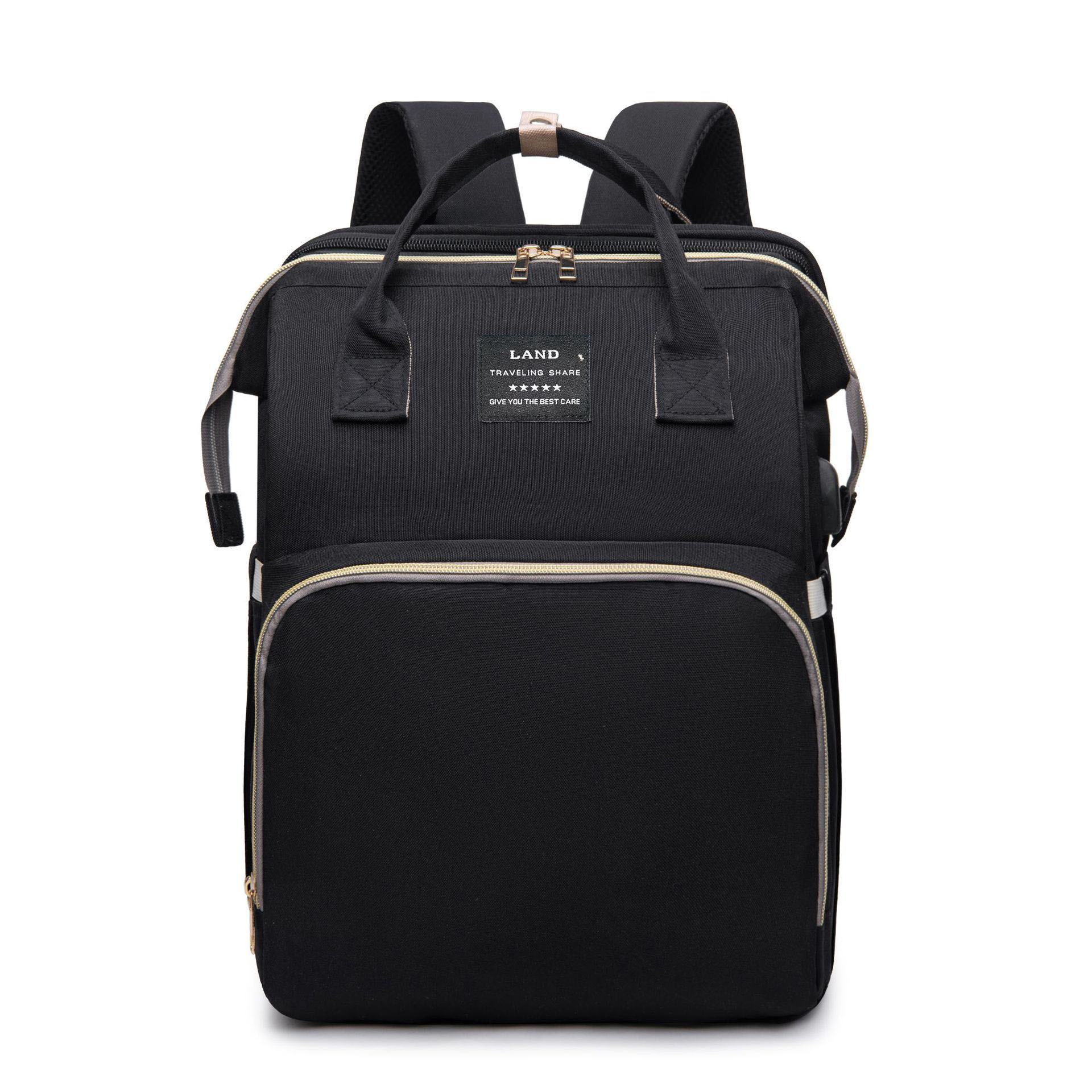 Bolso maternal multifuncional y elegante, plegable tipo cuna, sencillo y portátil, con compartimento térmico para biberones, de gran capacidad para actividades al aire libre