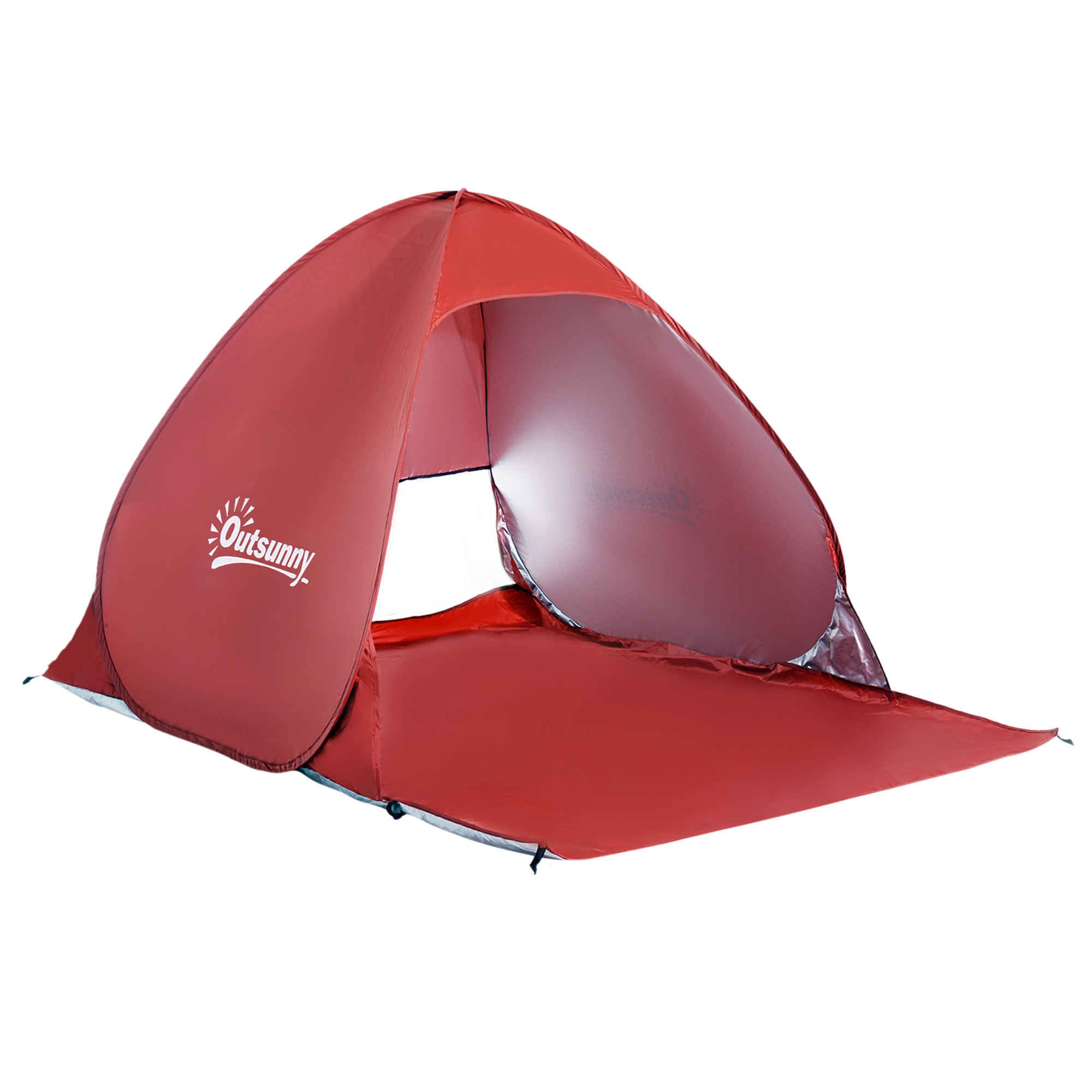 Outsunny Tienda de Playa para 2-3 Personas Pop-Up Instantánea y Portátil con Ventanas tipo Refugio Tienda de Campaña para Playa Picnic Camping con Protección Solar UV 200x150x119 cm Naranja