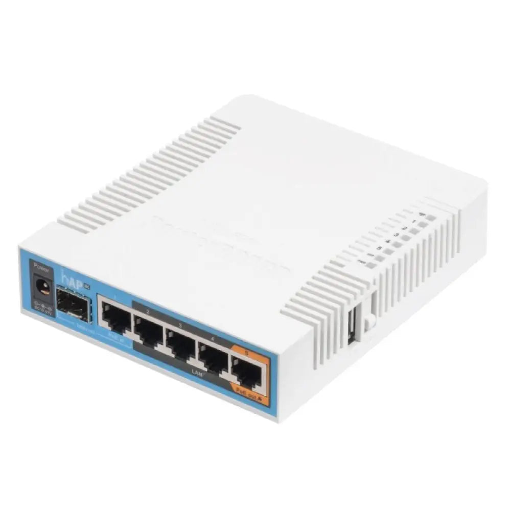 Mikrotik - Punto de acceso inalámbrico hAP AC RB962UiGS-5HacT2HnT con 5 puertos Gigabit Ethernet y 1 puerto SFP, soporte dual banda 2.4 GHz y 5 GHz, IEEE 802.11ac/n/a/b/g, memoria 128 MB RAM y 16 MB Flash, PoE incluido