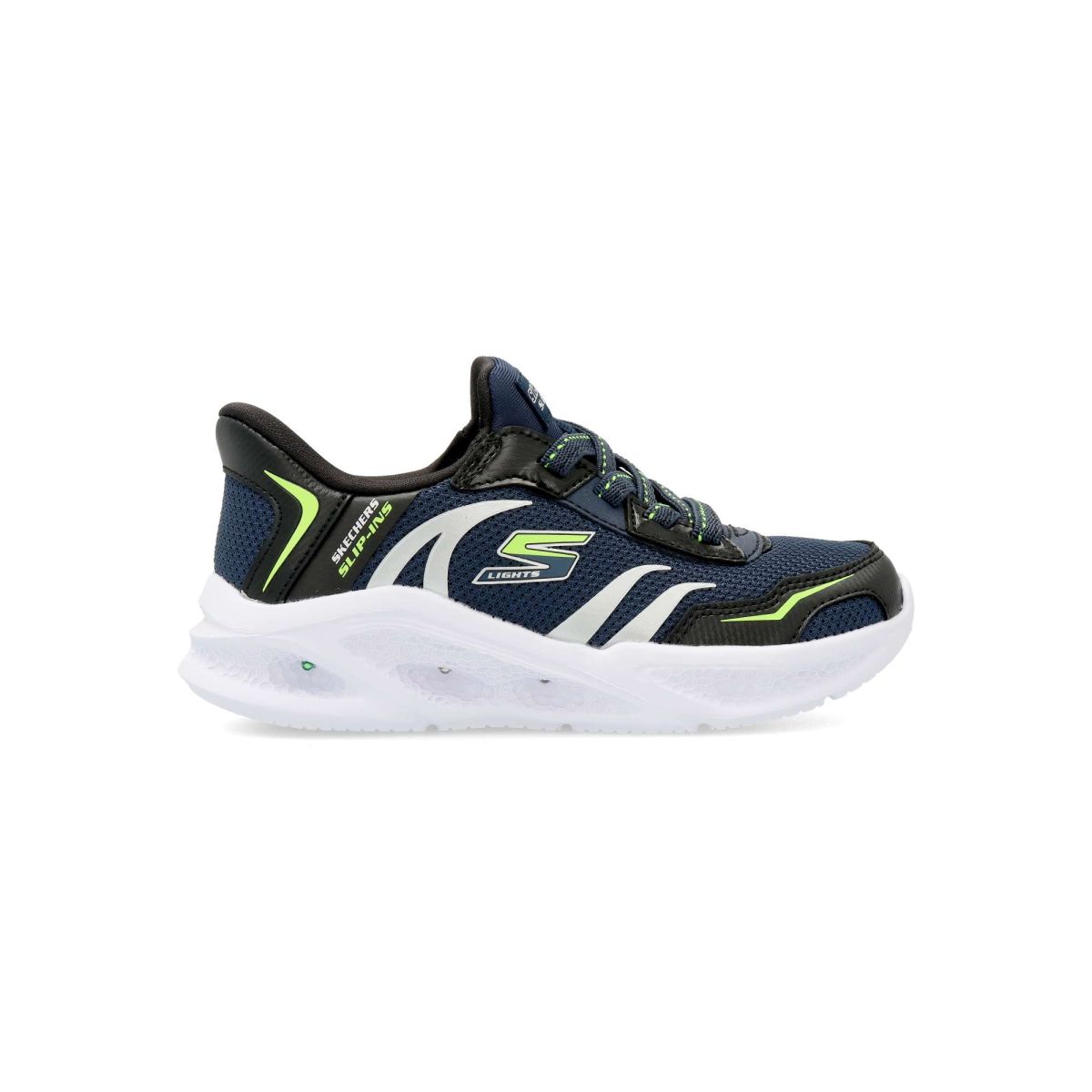 Skechers - Zapatillas deportivas Meteor-Lights para niño sin cordones con luces LED, plantilla Air-Cooled Memory Foam® y entresuela absorbente de impactos