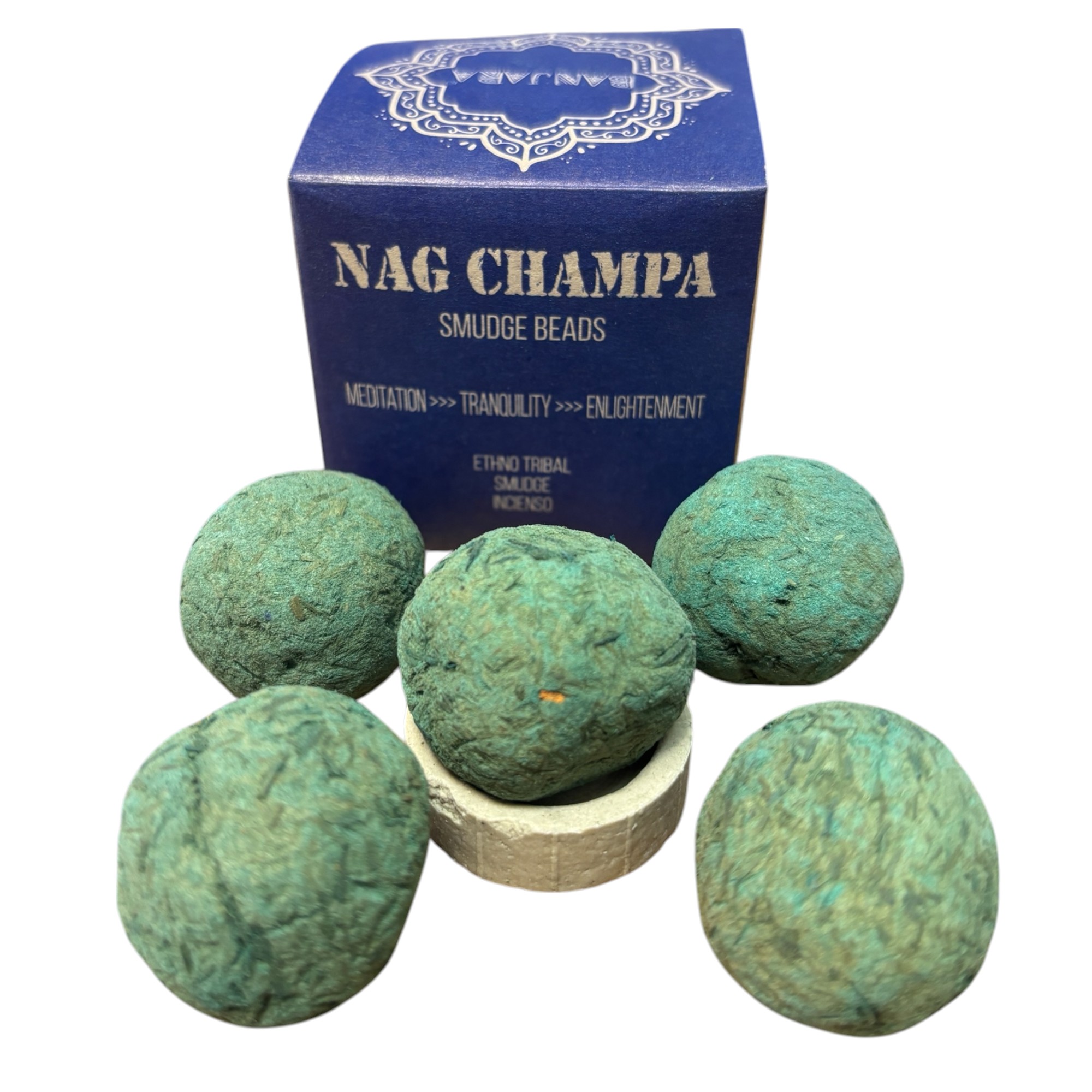 Bombitas de Defumación Naturales – Pack de 2 Cajitas de 6 Unidades + Quemador de Cerámica de Regalo – Hechas a Mano en la India – Nag Champa, Lavanda, Mirra y más