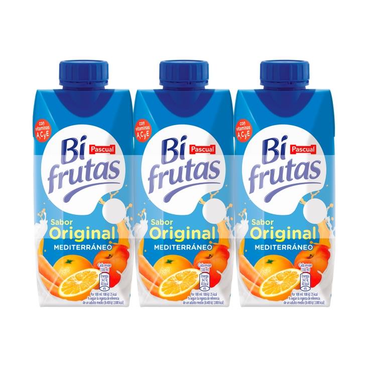 Pascual BiFrutas Mediterraneo 330ml*3*6pack 18unid-BiFrutas Pacifico 330ml*3*6pack 18unid-BiFrutas Paraiso 330ml*3*6pack 18unid