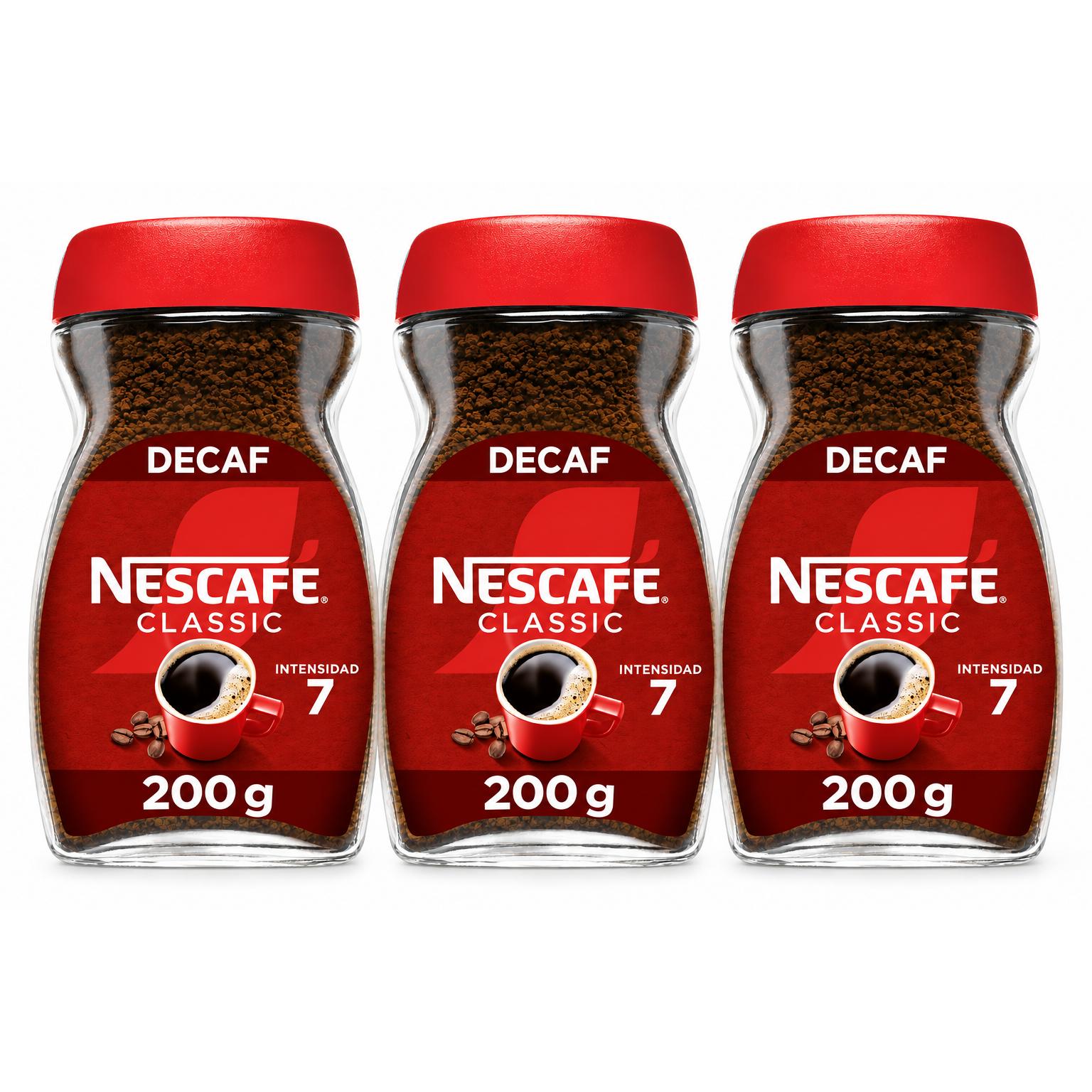 NESCAFÉ Café soluble natural pack 3 uds x 200 g ///NESCAFÉ Café soluble descafeinado pack 3 uds x 200 g