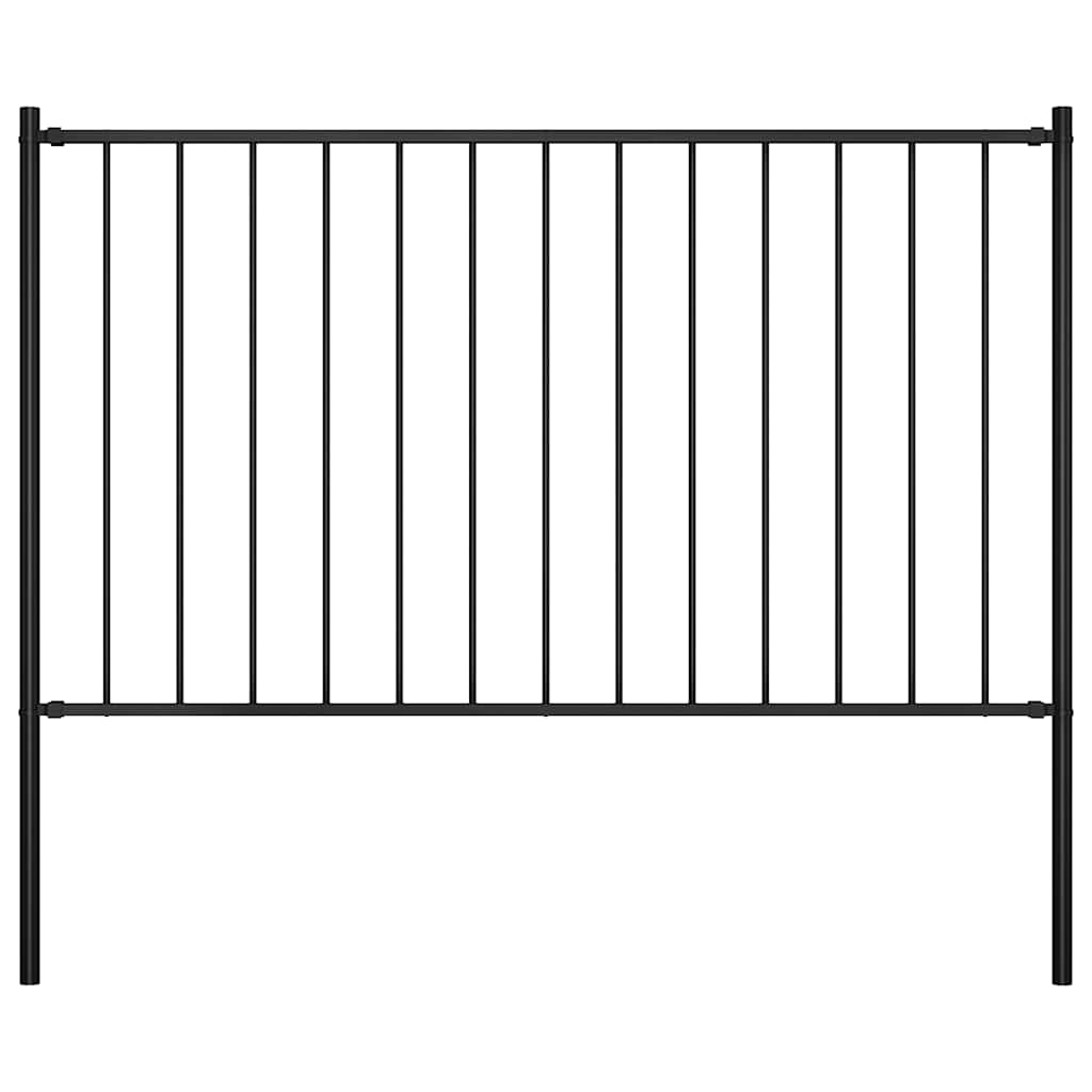 vidaXL Panel de valla con postes de acero con recubrimiento en polvo, 1,81 x 0,75 m, color negro