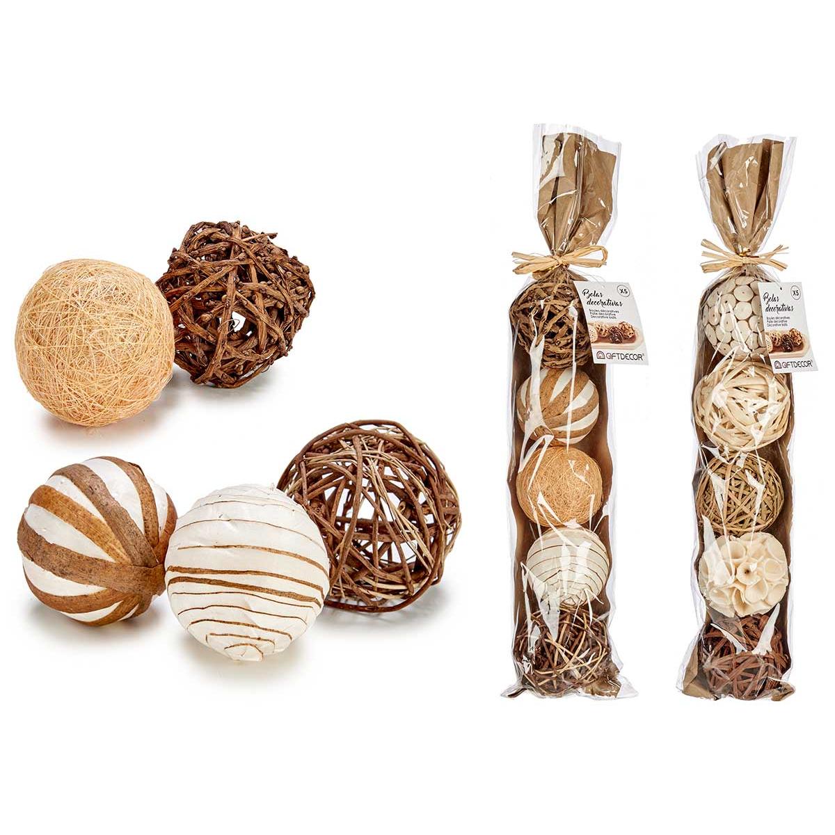 Factory Cuadros - Set 5 Bolas Decorativas Naturales - 8 Cm - Accesorios Decorativos