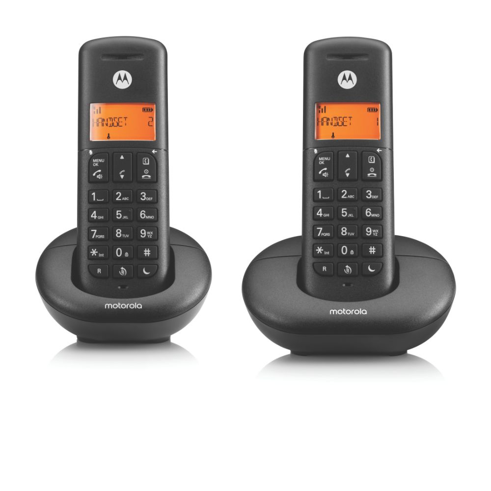 Motorola Voice - E201 Teléfono Fijo Inalámbrico Digital, Interceptación de llamadas, Acceso remoto, Tecla No Molestar, Altavoz Manos Libres, Negro