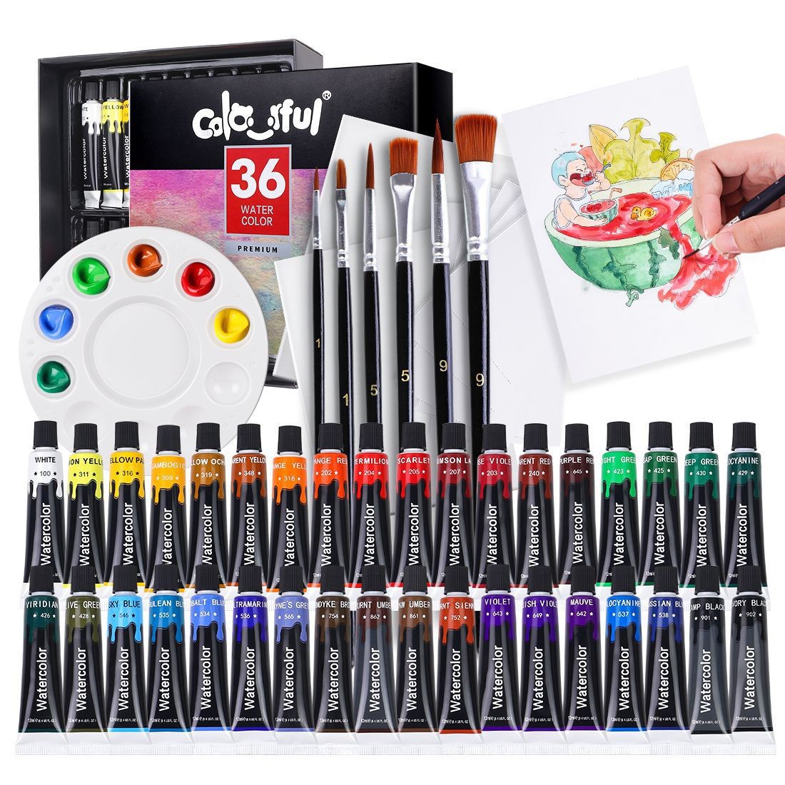 Pintura acrílica en set de 12, 24 o 36 colores (12ml) – Kit para pintura manual, DIY, resistente al agua – Presentación en caja