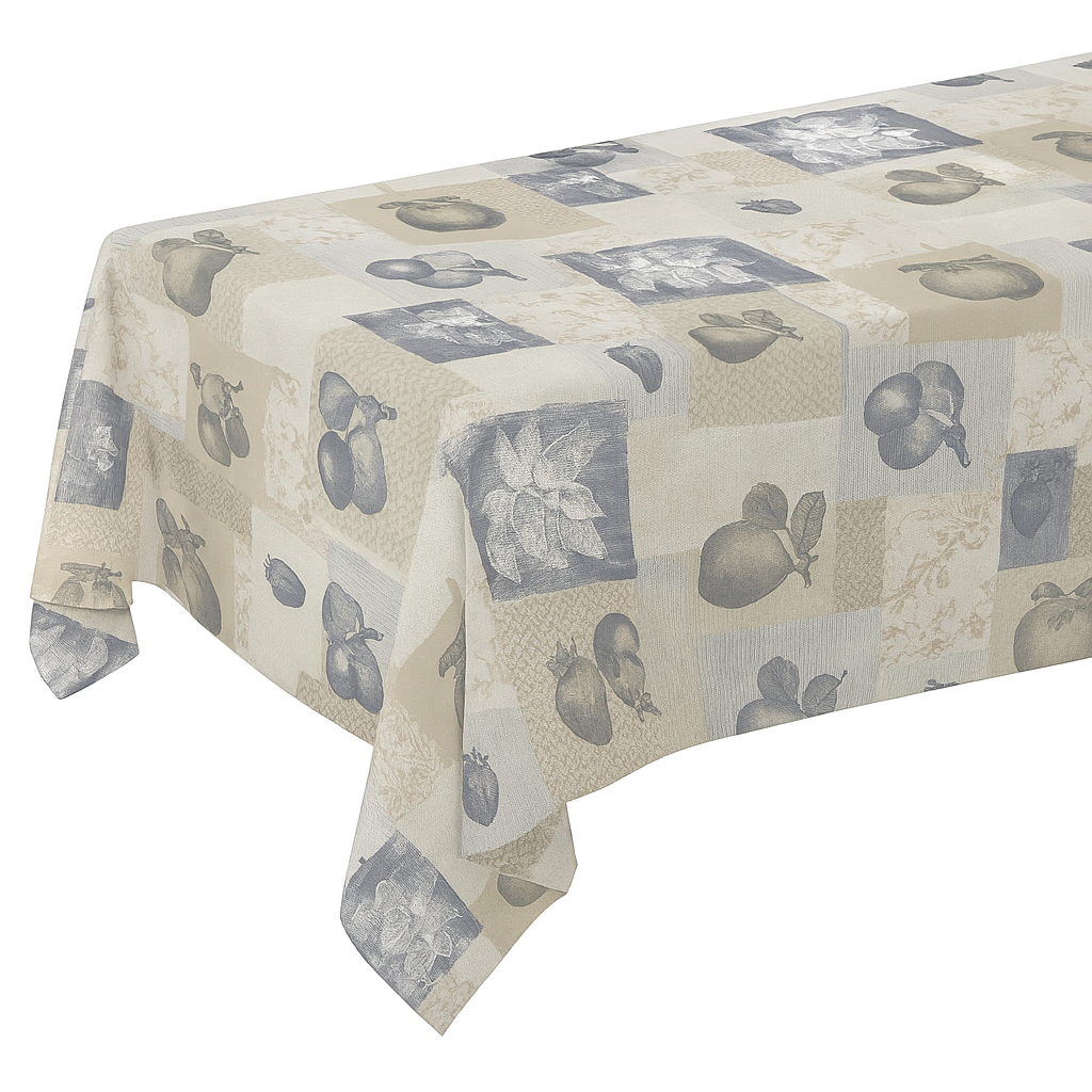 Mantel Impermeable PVC con Base de Algodón - Diseño Vintage Frutal y Floral Patchwork para Cocina, Comedor o Terraza - Fácil de Limpiar y Resistente a Manchas - Hulehule Tex