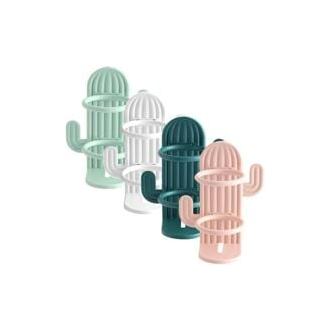 CA Soporte de pared para cepillos de dientes (3,9 x 9,8 cm, 4 unidades), diseño de cactus, organizador de escurridor de maquinilla de afeitar con dibujos animados, soporte electrónico para cepillos de dientes de pared y baño