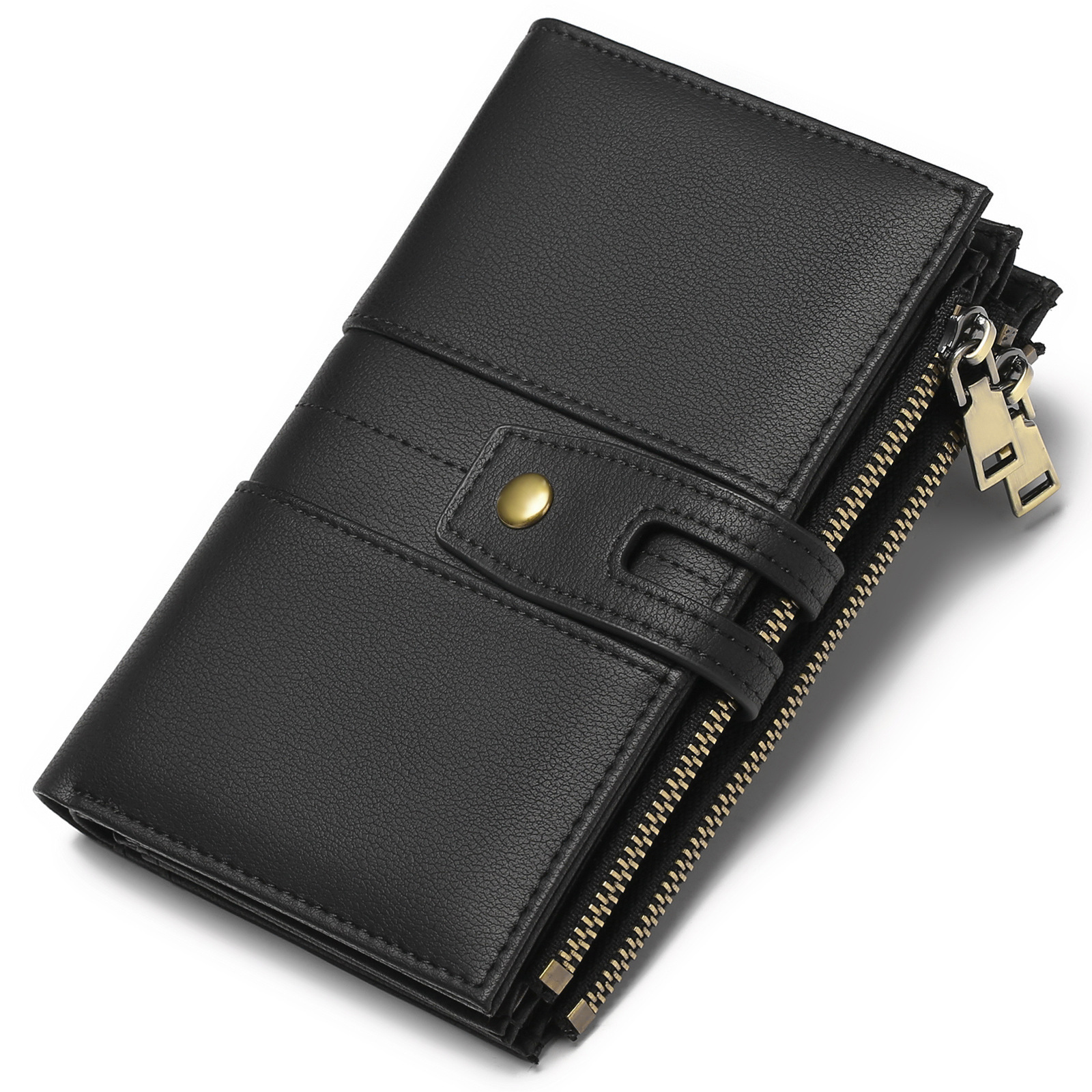 Cartera compacta para mujer (con función antirrobo RFID) – Cartera triple con ranura para tarjeta de crédito y ventana para identificación – Estilo clásico