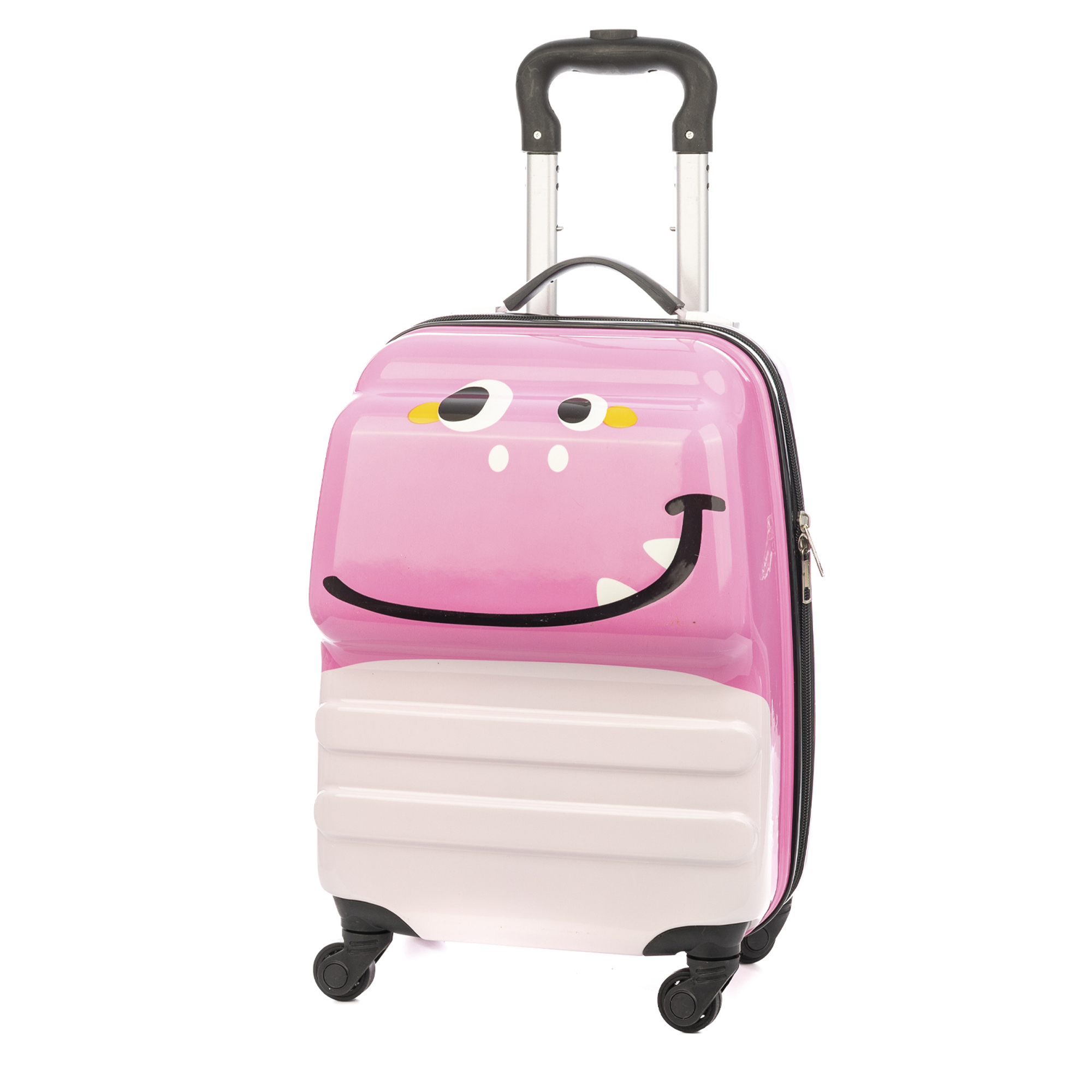 DAM Maleta trolley infantil en material ligero de ABS de alta resistencia. Con 4 ruedas giratorias 360°. Diseño de Monstruo . 32x23x45 Cm.