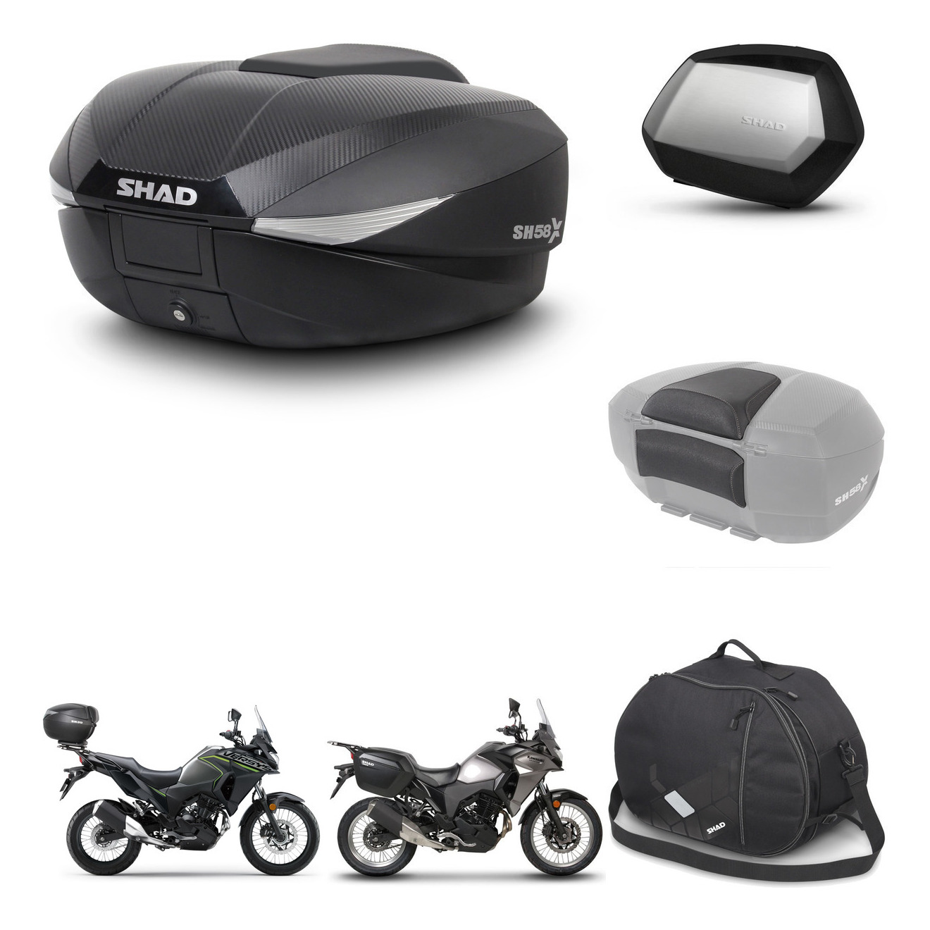 Maletas Laterales + Baul Trasero + Accesorios + Herraje 3P + Herraje Montaje Sh58x Sc Sh35 Premium KIT-261466