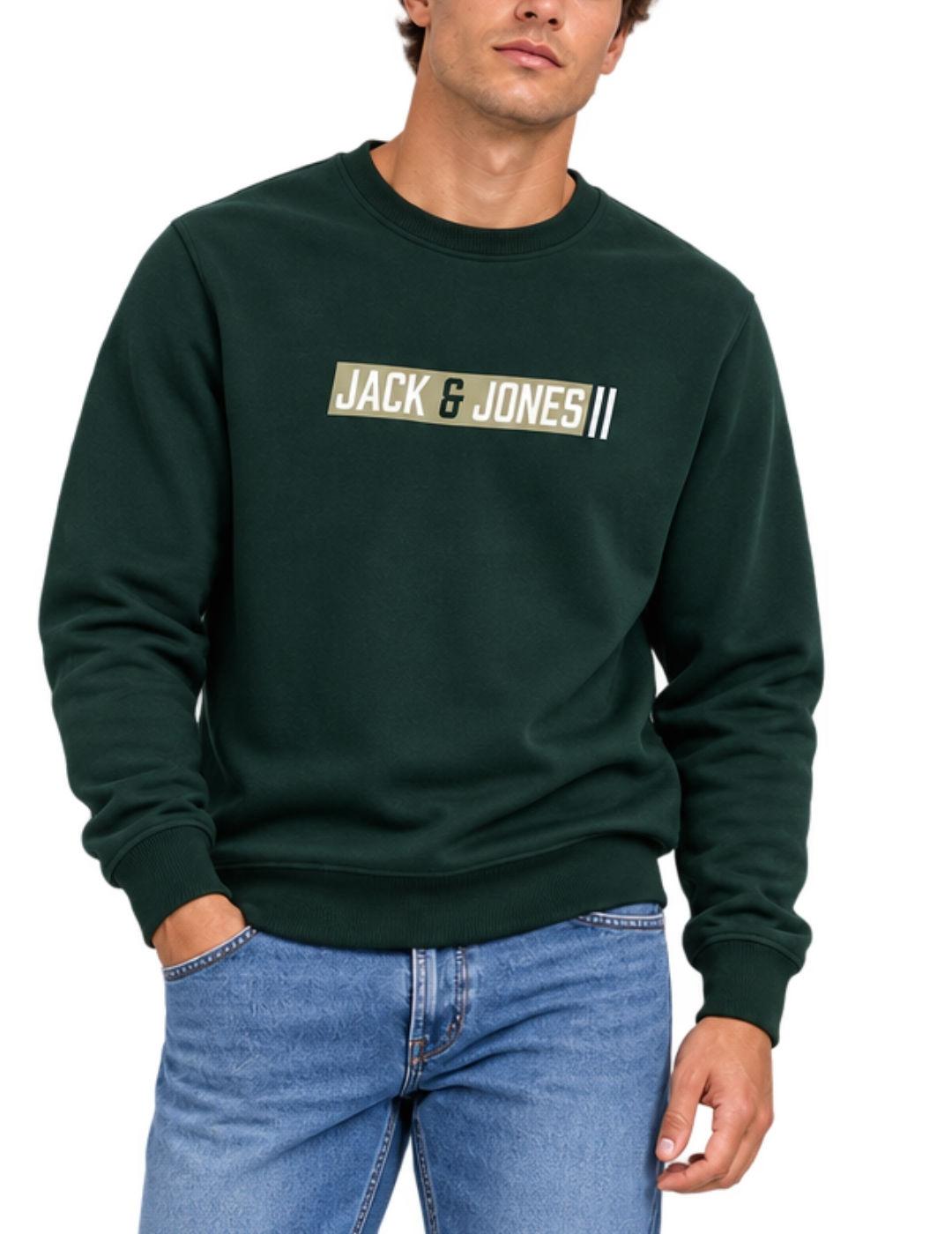 Sudadera Jack&Jones Munk verde sin capucha para hombre