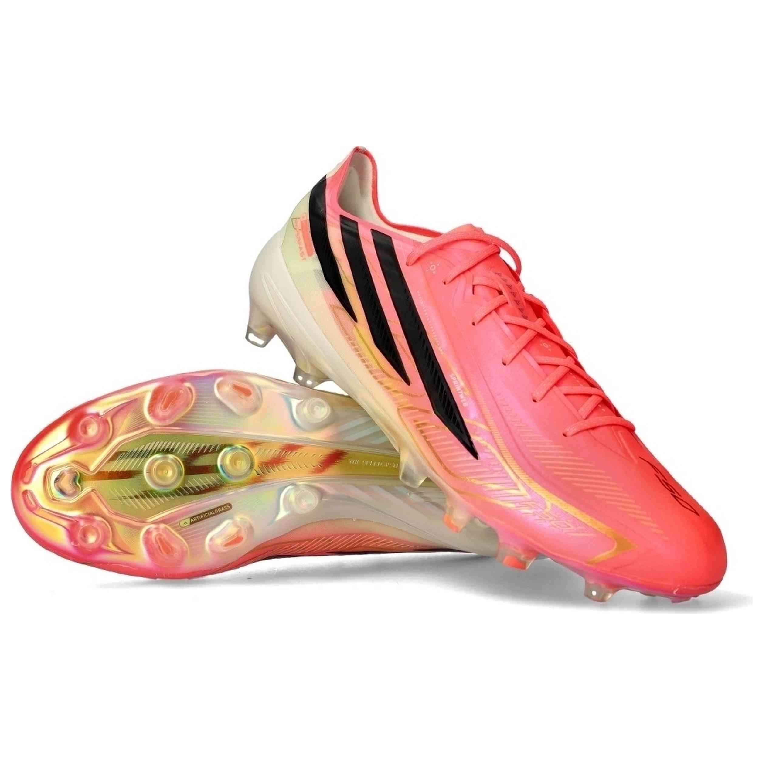 Botas De Futbol Adidas modelo F50 Hyperfast Elite Artificial Ground Soccer Cleats "Solar Turbo/Core Black/Gold Metallic" para hombre y mujer en color Rosa
