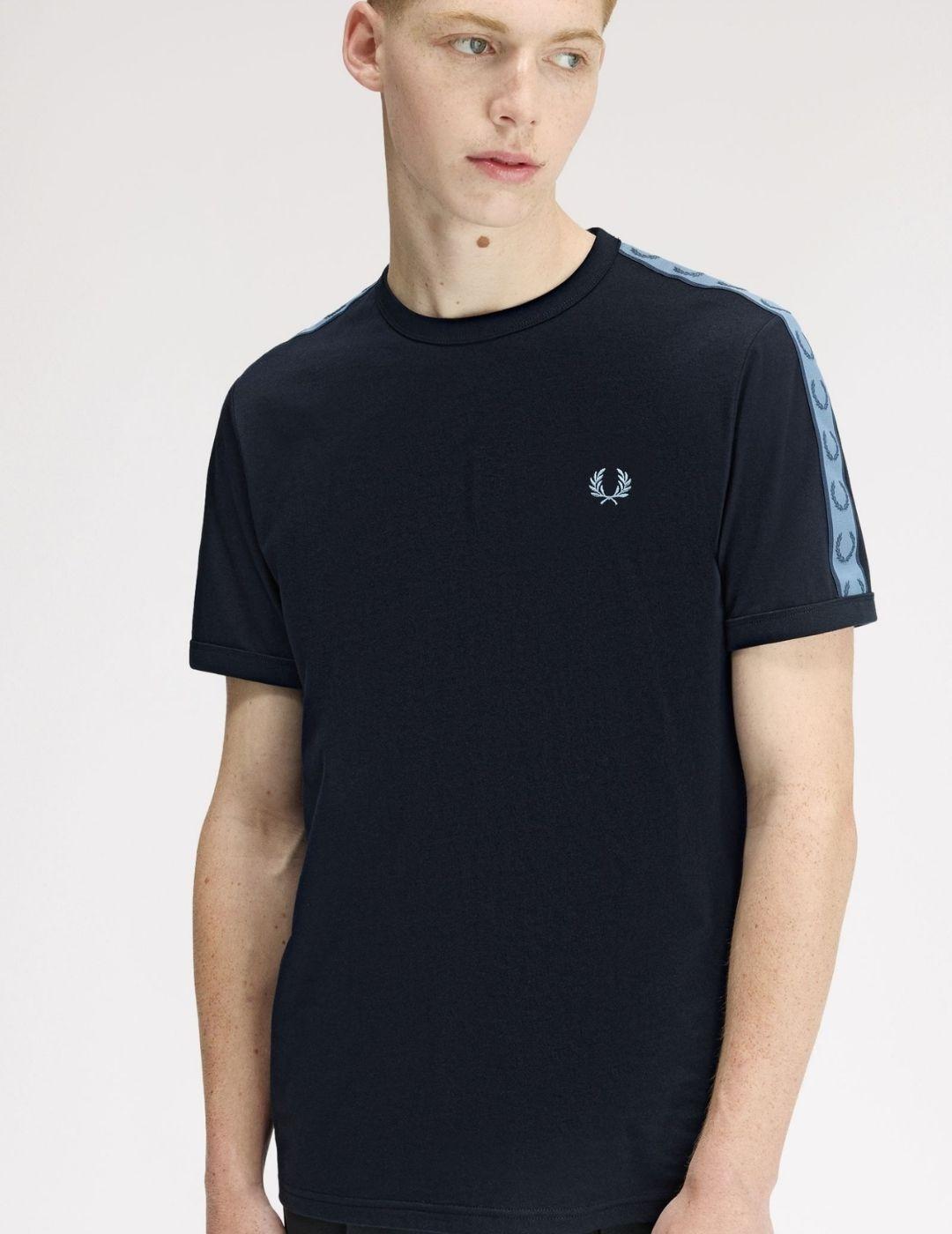 Camiseta Fred Perry Tape Ringer Marino Hombre
