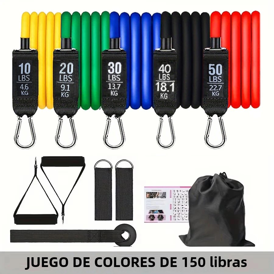 Conjunto De Bandas De Resistencia Para Ejercicios 5 Tubos Con Anclaje De Puerta Manijas Para Piernes Y Tobillos Y Barril De Fitness ZP