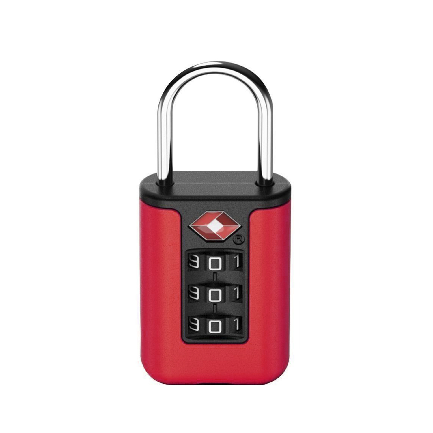 DAM Candado de seguridad TSA antirrobo con combinación numérica para mochilas y maletas. 6,7x3x1,3 Cm. Color: Rojo