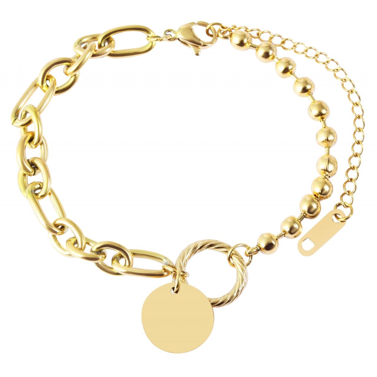 Akzent® Pulsera Dourada em Aço Inoxidável 17+3 cm