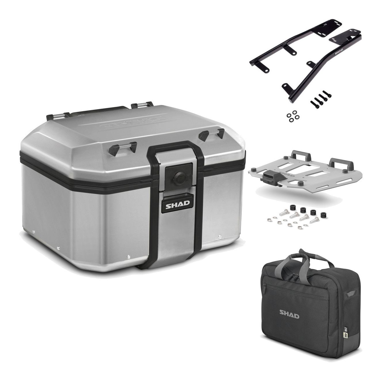 Baul Trasero + Herraje Montaje + Parrilla + Bolsa Interna Tr48 Terra KIT-188657