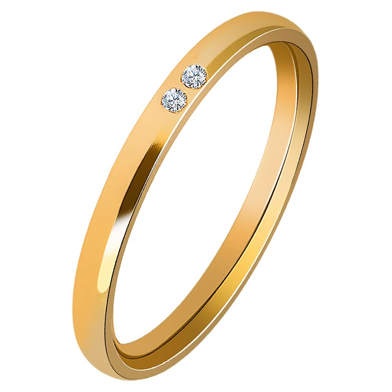 Akzent® Anillo Feminino Dourado em Aço Inoxidável com Pedra Simili – Tam.56 – 0402