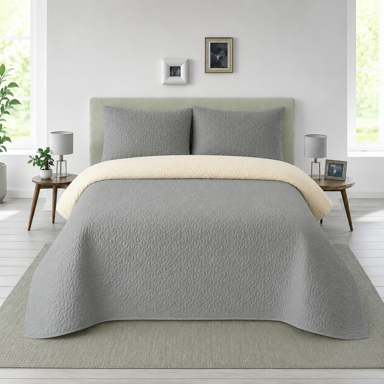 Colcha Bouti Lisa para Verano y Entretiempo, Colcha para Cama 100% Poliester, Colcha Cubre Cama para Cama 90/105/135/150cm, Suave, Colcha con Funda de Cojin 50x70cm.