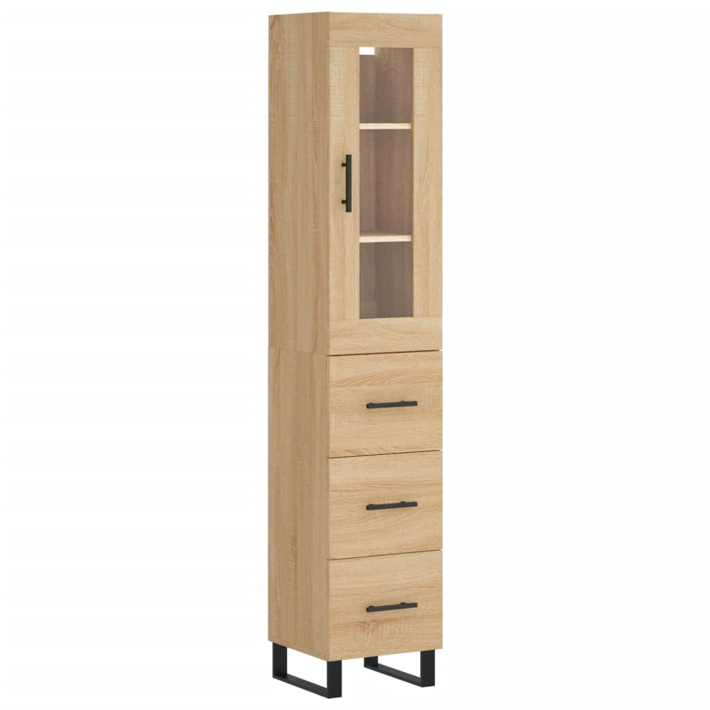 Vidaxl Aparador Alto de Madera Contrachapada con 3 Cajones 34,5x34x180 Cm