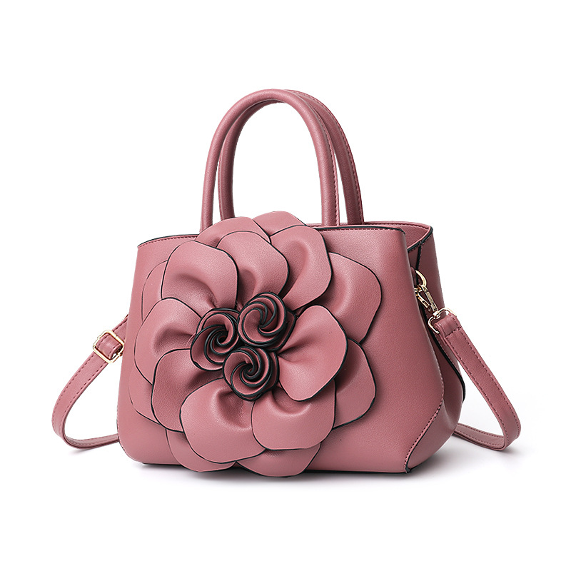 Bolso de mano con asa superior para mujer, bolso floral 3D, de piel sintética, bolso de hombro cruzado