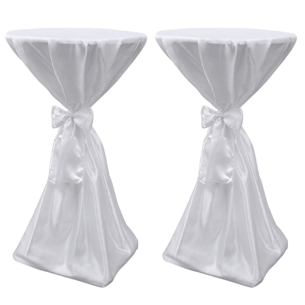 vidaXL Manteles para Mesa Alta de Fiesta con Lazo (2 unidades) Blanco Funda Mesita Dimensiones 60 cm, 70 cm, 80 cm
