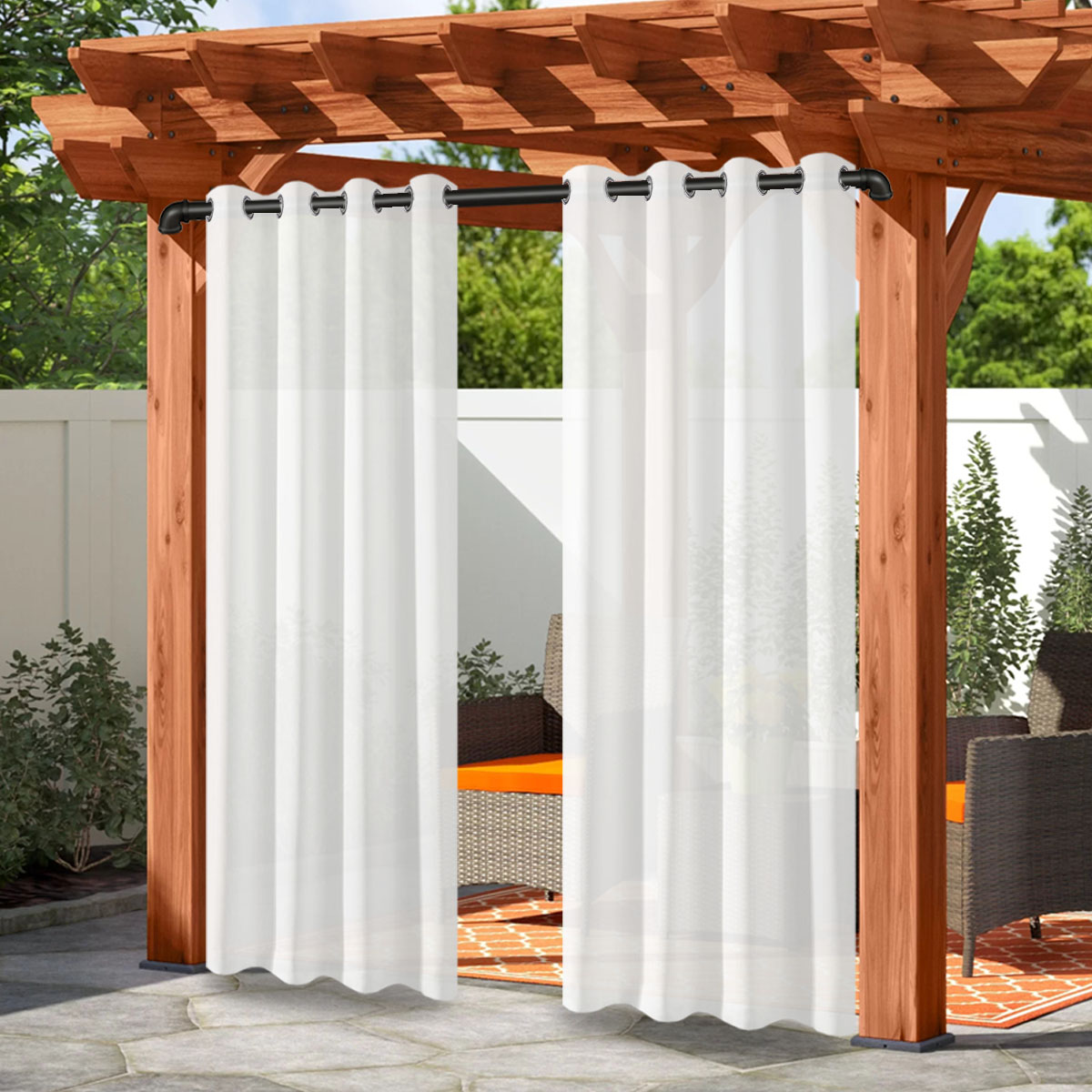 TK Cortina De Poliéster Para Privacidad Impermeable With Ojales Para Exterior Ideal Para Patio Gazebo Porche Y Pergola(Una cortina para puerta)